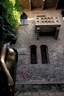Editor's Picks: Italy, Veneto, Verona. Juliettes Home, balcony and statue
