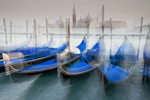 Italy, Venice. Abstract of gondolas at St