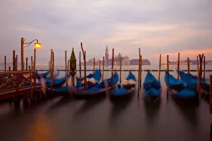 Images Dated 22nd February 2009: Italy, Venice. Anchored gondolas at twilight. Credit as: Jim Zuckerman / Jaynes Gallery