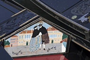 Images Dated 18th March 2005: Italy, Venice. Detail of art inside gondola