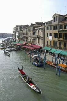 Italy, Venice, buildings and gondolas on Grand Canal
