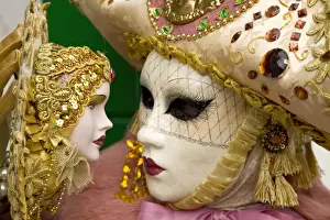 Figurine Prints: Italy, Venice, Burano Island. Woman dressed in costume for the annual Carnival festival