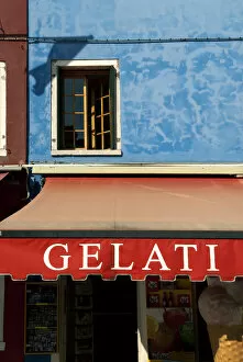 Italy; Venice, Burano. A storefront on the island of Burano