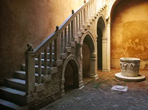 Stairway Prints: Italy, Venice. Casa Goldoni courtyard