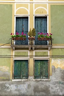 Italy; Venice. Exterior detail of a house in Venice