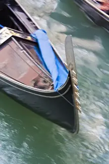Italy, Venice, Grand Canal, Bow of Gondola traveling the Grand Canal