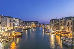 Prints of Italy, Venice. Grand Canal at Twilight from Rialto Bridge Images Dated 2020 March: Italy, Venice. Grand Canal at Twilight from Rialto Bridge