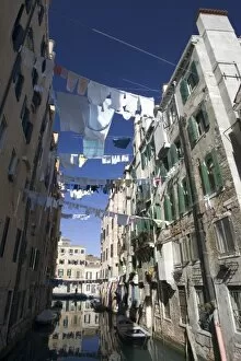 Images Dated 13th March 2005: Italy, Venice. Laundry strung between buildings in the Ghetto
