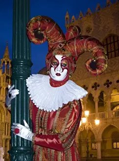 Mask Prints: Italy, Venice. Man dressed in costume for annual Carnival festival