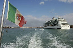Italy, Venice. Royal Caribbean cruise ship entering the Grand Canal