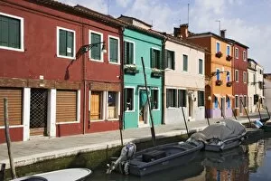Italy, Venice. View of canal and buildings in Burano
