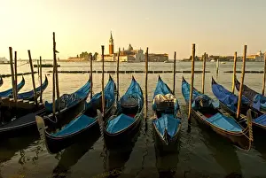 Riverfront Prints: Italy, Venice. View of Canale di San Marco and with gondolas in the forground