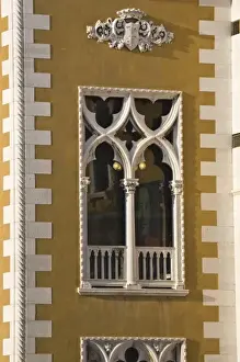 Height Prints: Italy, Venice. Window of Palazzo Cavalli-Franchetti with image of chairman inside