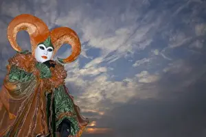 Images Dated 21st February 2009: Italy, Venice. Woman dressed in costume for annual Carnival festival. Credit as