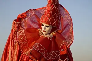Mask Prints: Italy, Venice. Woman dressed in costume for annual Carnival festival