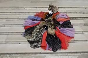 Images Dated 19th February 2009: Italy, Venice. Woman dressed in costume for annual Carnival festival