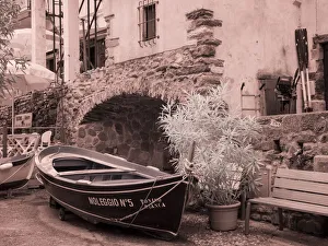 Fishing Boat Prints: Italy, Vernazza. Infrared image of the small fishing boat
