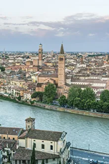 Prints of Italy, Verona. Looking Down on the city from Castello San Pietro Images Dated 2020 March: Italy, Verona. Looking Down on the city from Castello San Pietro