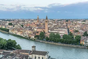 Images Dated 1st March 2020: Italy, Verona. Looking Down on the city from Castello San Pietro
