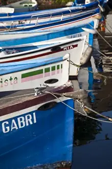 Lake Garda Prints: Italy, Verona Province, Garda. Lakefront fishing boats
