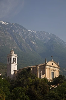 Northern Italy Prints: ITALY, Verona Province, Malcesine. Town church