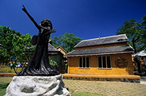 Jamaica Prints: Jamaica, Ocho Rios, Island Village. Bob Marley statue