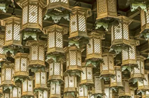 Japan, Hiroshima, Miyajiama, Daisho-in Temple, Hakkaku Manpuku Hall, Lanterns