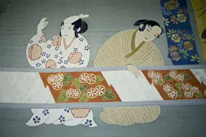 Kyoto Prefecture Prints: Japan, Honshu island, Kyoto, detail of traditional silk kimono
