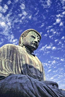 Kanagawa Prints: Japan, Kanagawa Pref. Kamakura. The bronze Kamakura Buddha, or Great Daibatsu, is