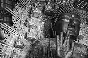 Japan Collection: Japan, Nara. Black & white of Great Buddha at Todai-ji Temple