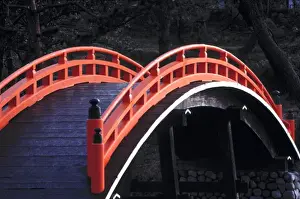 Orient Prints: Japan, Nara Pref. Nara. The Royal Bridge spans a small pond in Nara, Japan