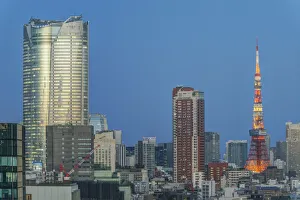 Architecture Prints: Japan, Tokyo. Tokyo Tower and skyline