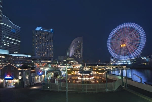 Amusement Park Prints: Japan, Yokohama, Minato Mirai at Twilight