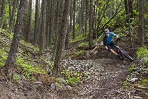 Jared Lynch mountain biking the north end of the Whitefish Trail near Whitefish, Montana