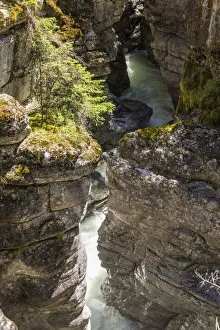 Jasper National Park, Alberta, Canada. The Maligne river flows through the bottom