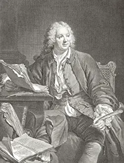 Holding Prints: Jean Jacques Rousseau, philosopher France Copyright: aACollectionLtd