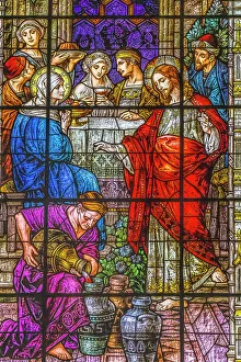 Changing Prints: Jesus Changing Water Wine stained glass Gesu Church