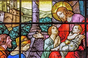 Children Prints: Jesus Little Children stained glass