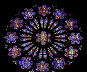 Stained Glass Prints: Jesus rose window stained glass