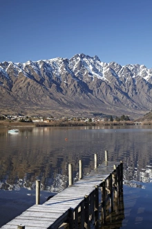 Jetty, and The Remarkables, Reflected in Lake Wakatipu, Queenstown, South Island