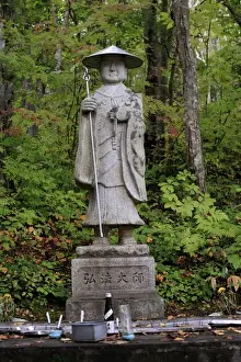 Monk Prints: Jizou statues at Tenguyama Shrine at the summit of Mt Tenguyama, Otaru, Hokkaido, Japan