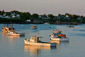 Jerry Marcy Monkman Prints: Jonesport Harbor just before sunset. Jonesport, Maine