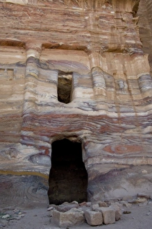 Images Dated 5th May 2009: Jordan, Ancient Nabataean city of Petra. The Silk Tomb, named for the colorful sandstone