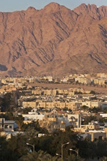 Monarchy Prints: Jordan, Aqaba, elevated city view, sunset