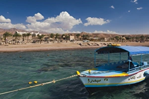 Beach Front Prints: Jordan, Aqaba, King Abdallah Reef Tourism Area, Red Sea beach