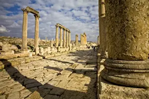 Images Dated 1st February 2009: JORDAN, Jerash. Elaborate 2nd Century AD Corinthian columns line the Cardo or main