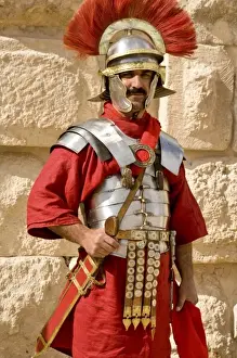 Images Dated 2nd February 2009: Jordan, Jerash. Historical reenactor in uniform of Roman soldier of 2, 000 years ago