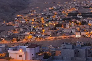 Images Dated 8th March 2011: Jordan, Petra-Wadi Musa, elevated view of the new town of Wadi Musa, evening
