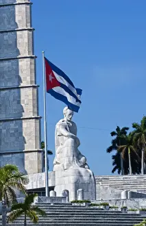 Images Dated 2027: Jose Marti Statue flag and monument at Revoltution Square in Havana Habana Cuba