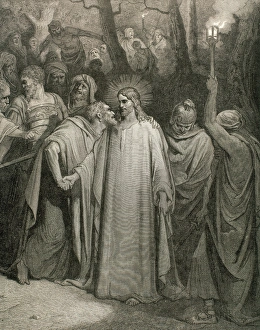 Catholic Prints: The Judas Kiss. (Matthew, Chapter XXVI, verses 48 to 54)